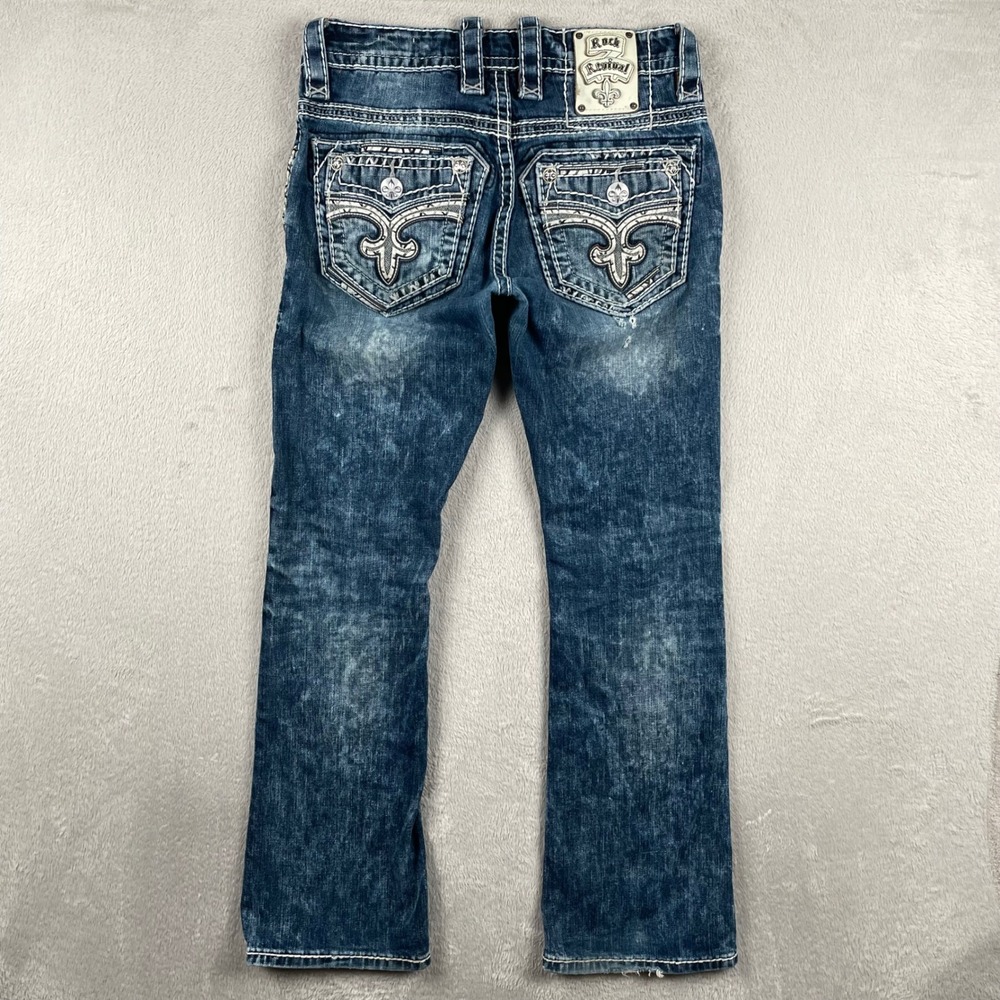 Rock Revival Stellan Jeans Mens 29x29 Slim BootCut Embroidered Western Y2K